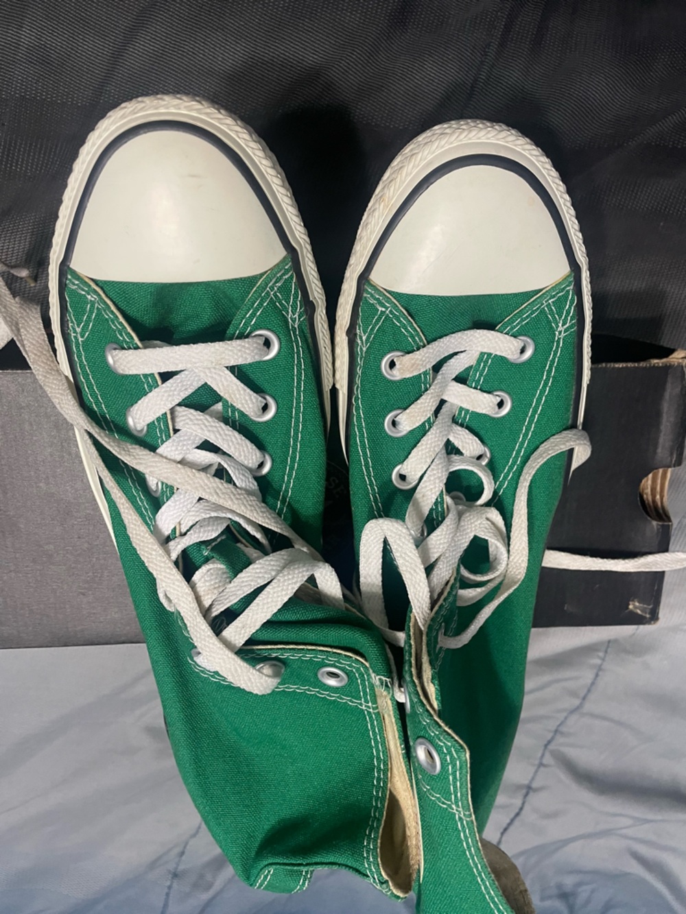 Converse Green High-Top Canvas Sneakers with White Laces